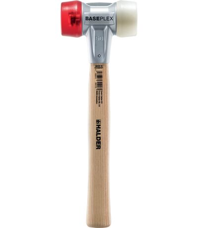 BASEPLEX-Schonhammer, Zinkdruckguss-Gehäuse und Holzstiel, Ø 25, Nylon / Cellulosacetat