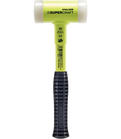 SUPERCRAFT-Schonhammer, rückschlagfrei, mit bruchsicherem Stahlrohrstiel, gelb lackiert, Ø 40, Nylon