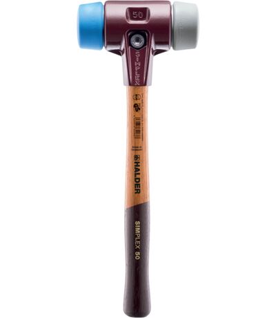 SIMPLEX-Schonhammer m. TE-Gehäuse und Holzstiel, Ø 80, TPE-mid / TPE-soft