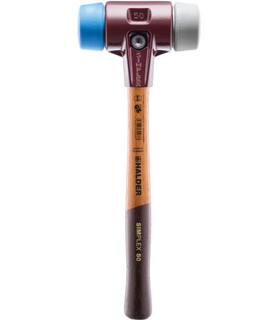 SIMPLEX-Schonhammer m. TE-Gehäuse und Holzstiel,  Ø 40,  TPE-mid / TPE-soft