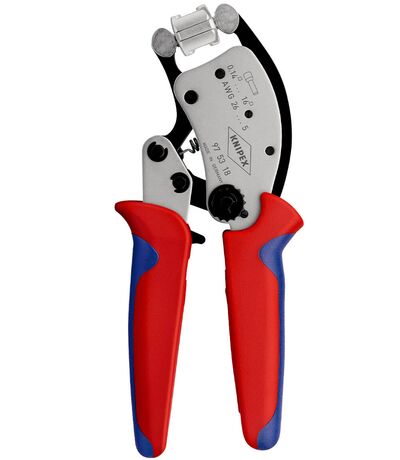 KNIPEX Twistor16®, Selbsteinstellende Crimpzange für Aderendhülsen, mit drehbarem Crimpkopf