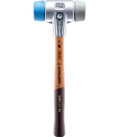 SIMPLEX-Schonhammer mit Alugehäuse, Holzstiel, Ø 60, TPE-soft / TPE-mid