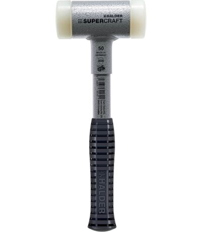 SUPERCRAFT-Schonhammer, rückschlagfrei, mit bruchsicherem Stahlrohrstiel, Ø 50, Nylon